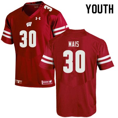 Youth Wisconsin Badgers NCAA #30 Tyler Mais Red Authentic Under Armour Stitched College Football Jersey FJ31L07US